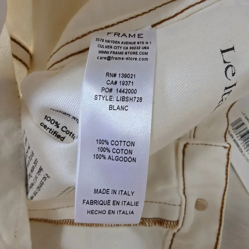 NWT FRAME Le Italien Bermuda Denim Shorts Blanc Cream Size 27 $288